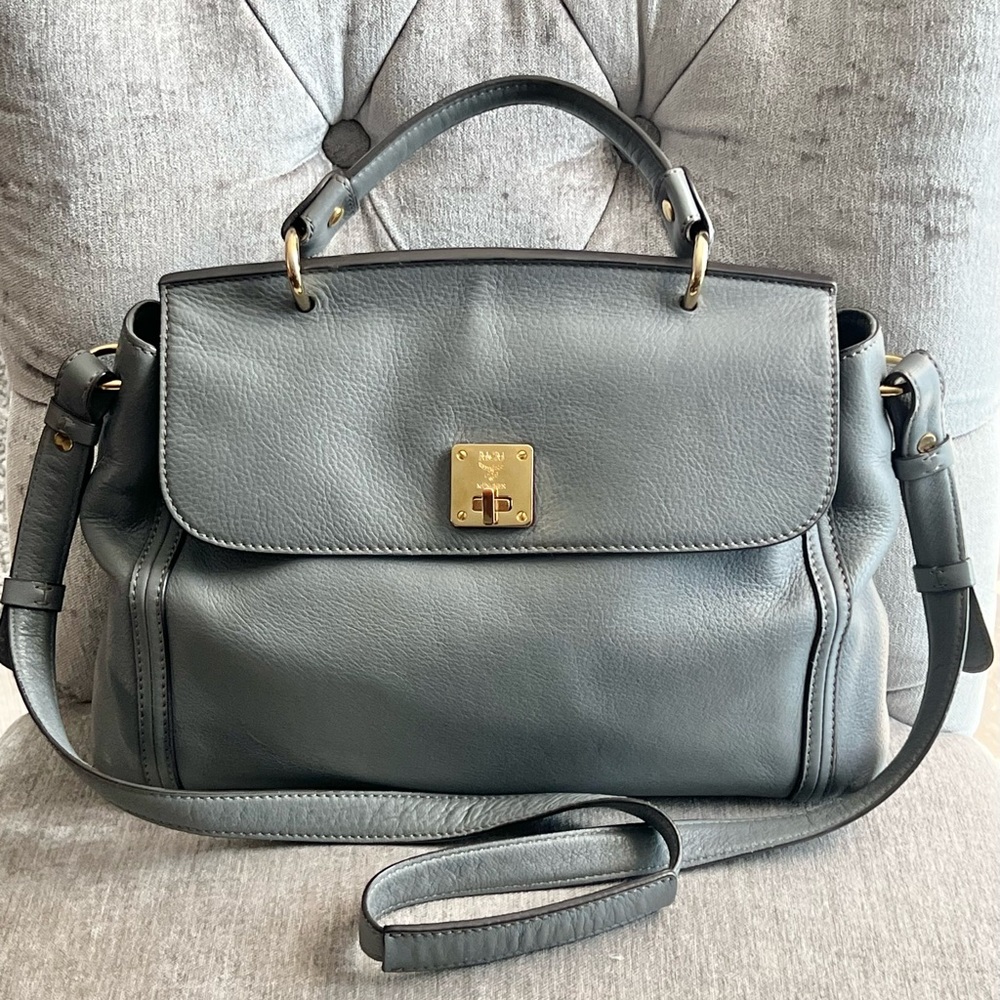 Authentic MCM Gray Satchel - EUC